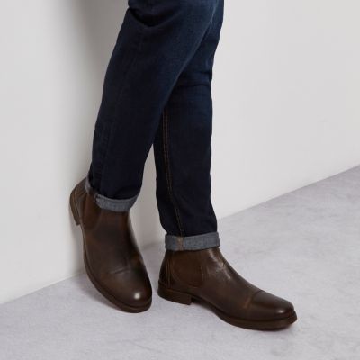 Dark brown leather Chelsea boots
